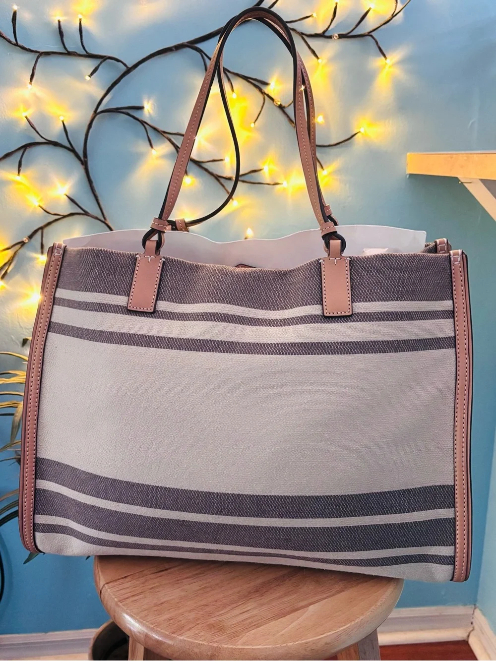 Tory Burch Ella Jacquard Stripe Large Tote Bag